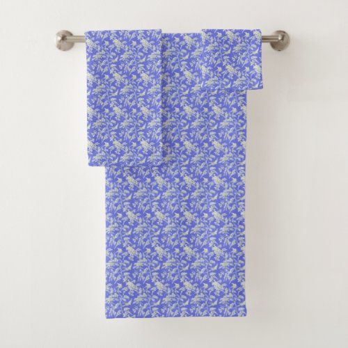 Vintage White Birds and Flowers bath towel set