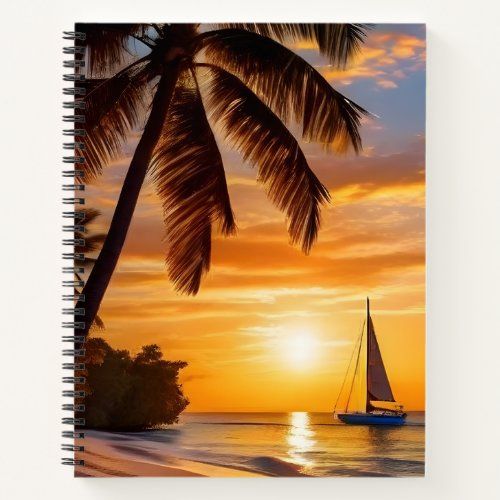 Tropical Beach at Sunset notebook