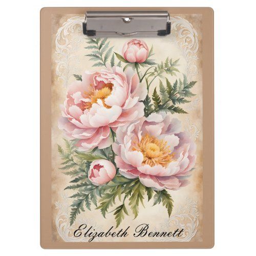 Pink Peonies and Lace clipboard