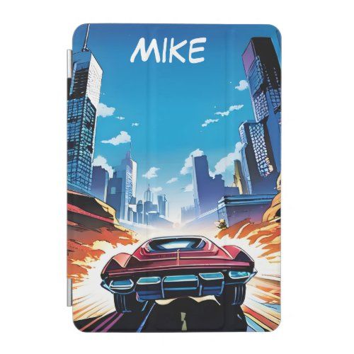 Comic Book Car Going Fast iPad cover