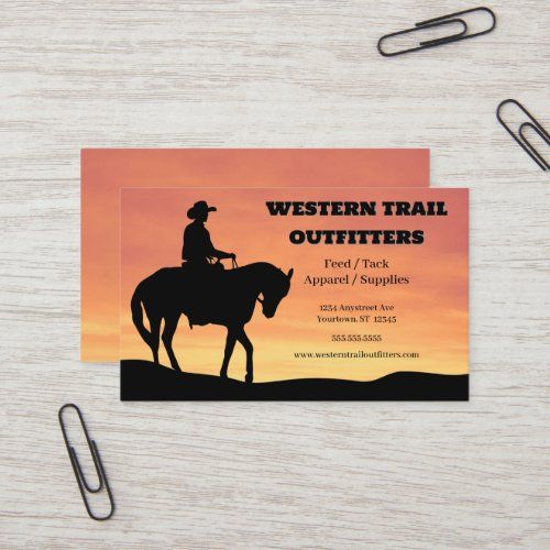Cowboy Silhouette at Sunset business card