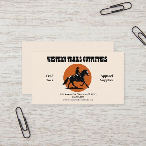 Cowboy Silhouette and Sun business card