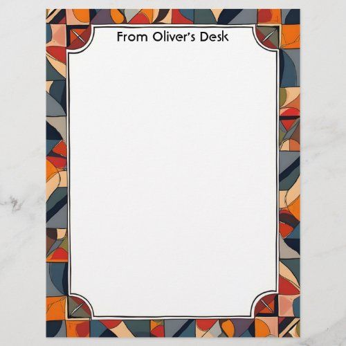 Geometric Abstract Colorful Frame letterhead stationery