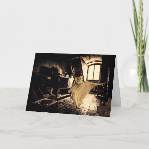Dancing Woman in an Attic Halloween card