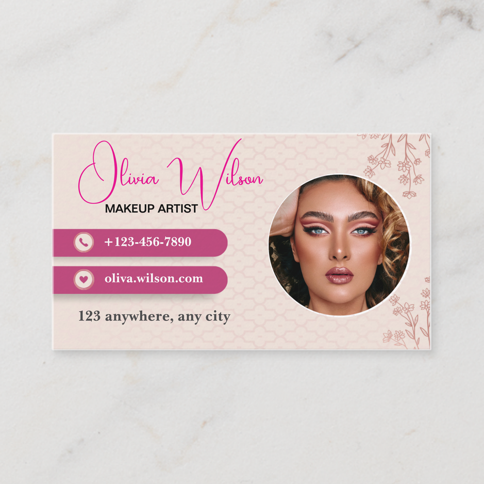 Zazzle Makeup Artist Minimalist Elegant With Photo Business Card (Front).png