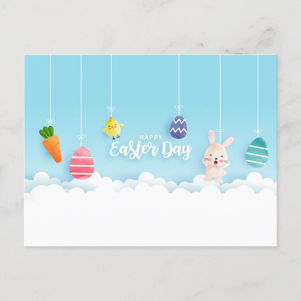 Zazzle Vintage Easter Postcard_ Adorable Chicks in Bonnet Holiday Postcard (Front).png