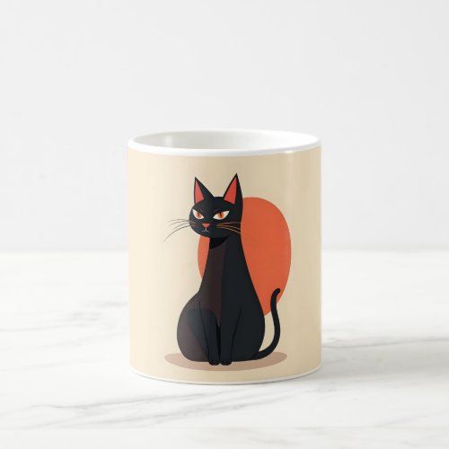 Pop Art Black Cat Orange Sun mug