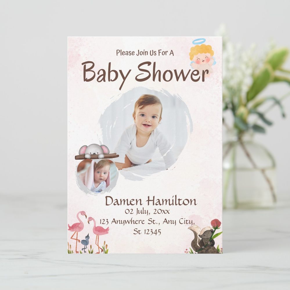 Zazzle Boho Pink and White Watercolor Baby Shower Invitation (Standing Front).jpg