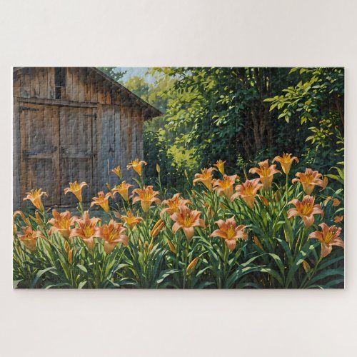 Daylilies and Garden Shed