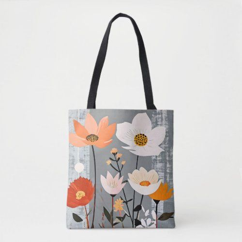 MCM mixed media flowers tote bag