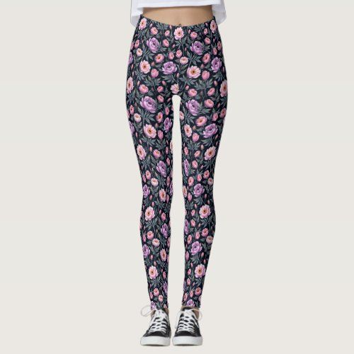 soft purple and thulian pink leggings