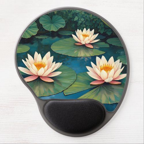 Three Waterlilies Gel Mouse Pad
