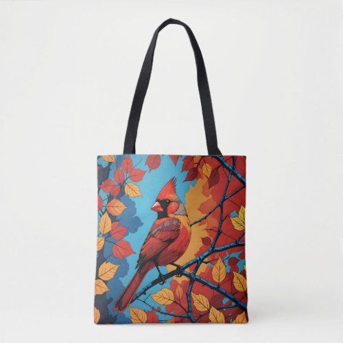 Cardinal in Autumn tote bag
