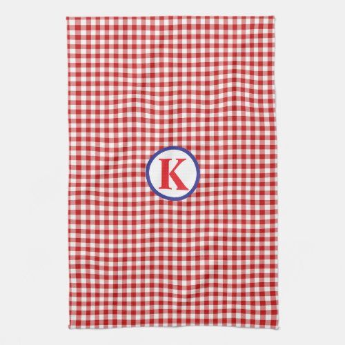 Red Gingham Kitchen Towel with Monogram