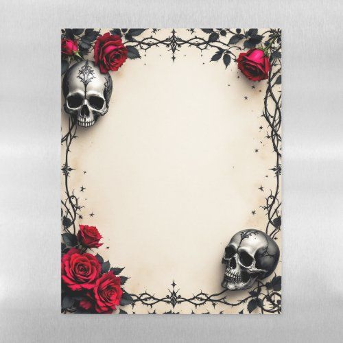Gothic Rose Frame with Skulls