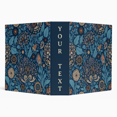 beautiful floral in blue and beige binder