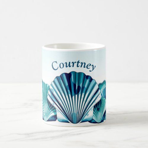 ocean blue scallop border mug