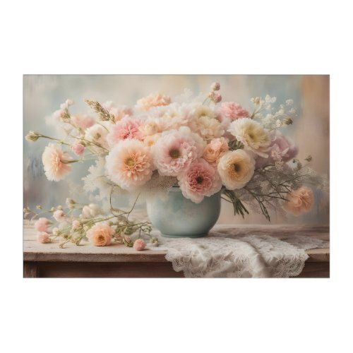 cream and blush floral still life acrylic print