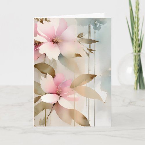 pink and white abstract flowers mother's day card
