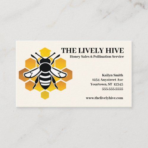 Black and White Bee on Honeycomb business cards