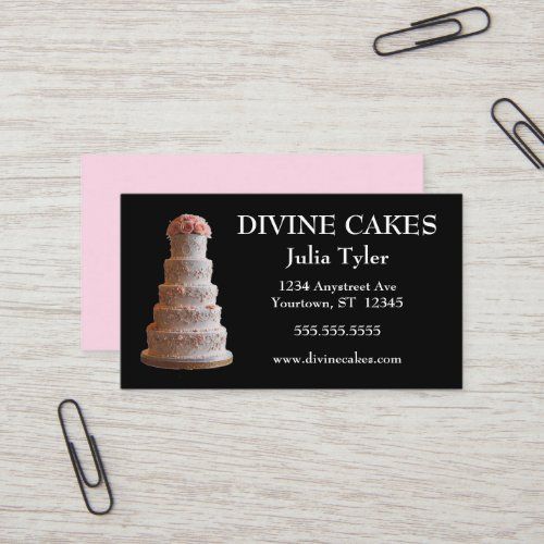 Wedding Cake and Pink Roses business card