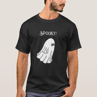 Zazzle Spooky Halloween Ghost T-Shirt (Front).png