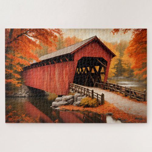 the old covered bridge jigsaw puzzle
