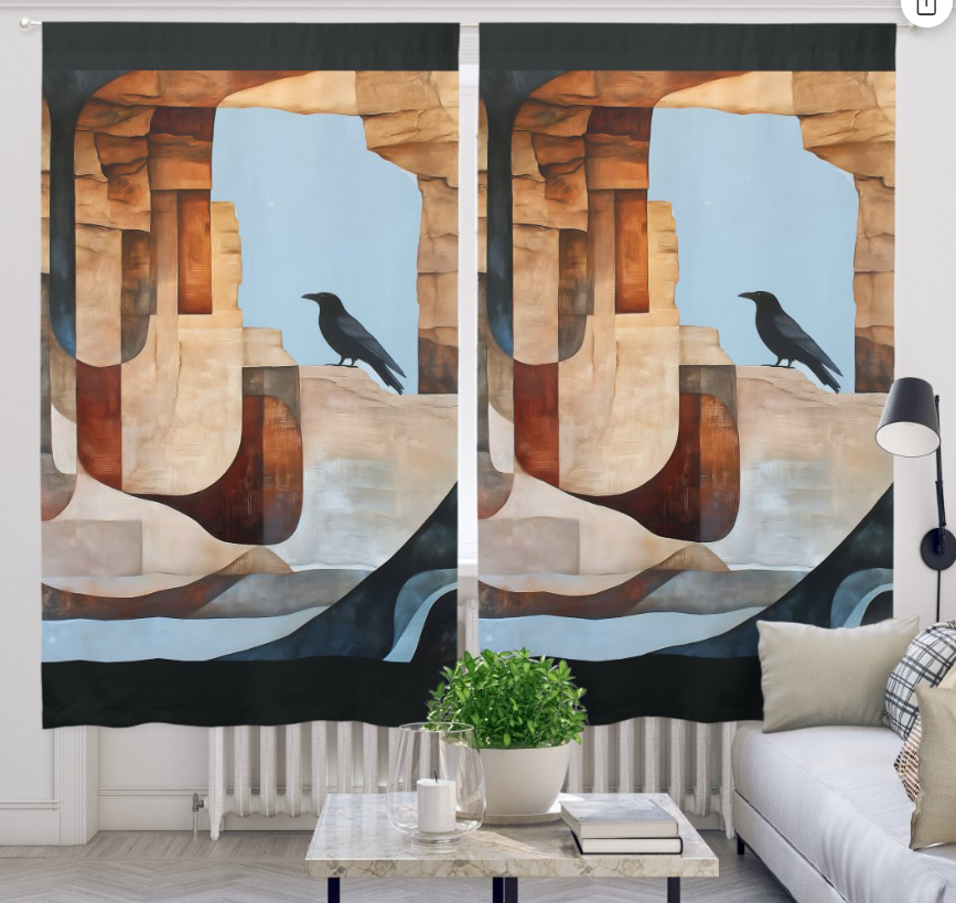 Raven Remembers...blackout curtain pair