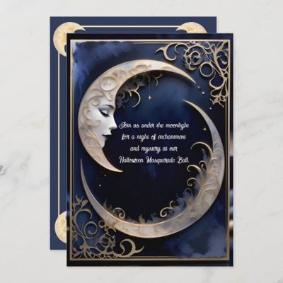 Beautiful Crescent Moon invitation