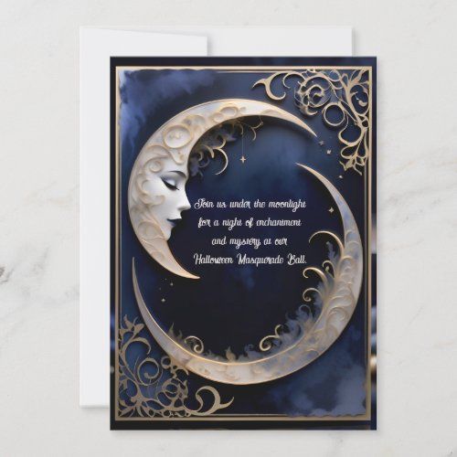 Beautiful Crescent Moon Halloween party invitation