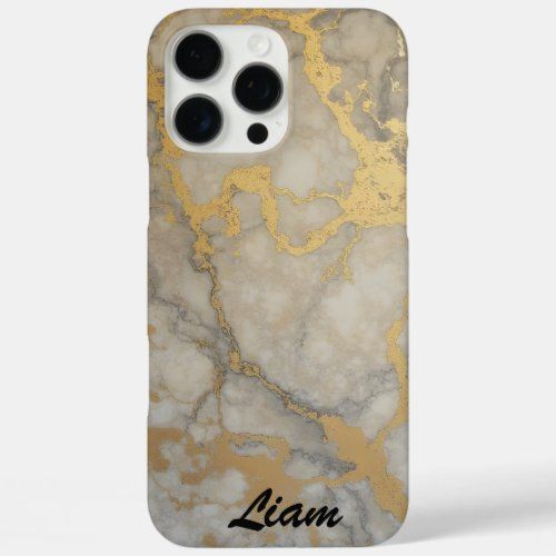 Gold Veins in Gray Marble phone case