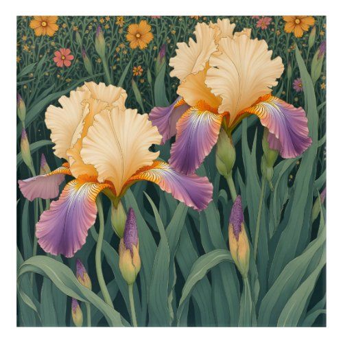 Cream and Purple Iris acrylic print