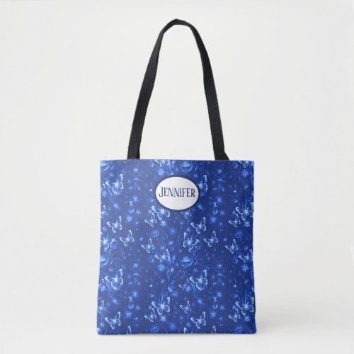 Midnight Blue Butterflies tote bag