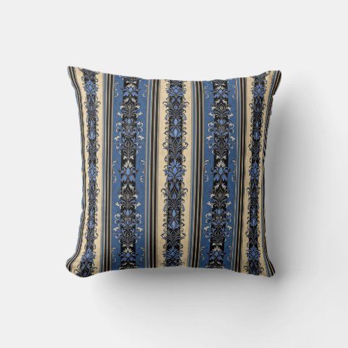 Blue and Gold Damask Stripes