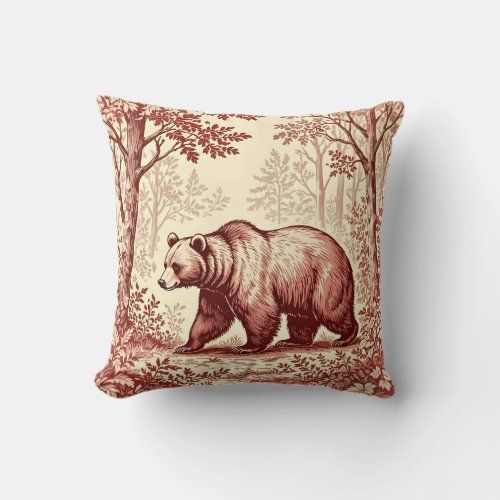 Bear in the Forest Toile throw pillow