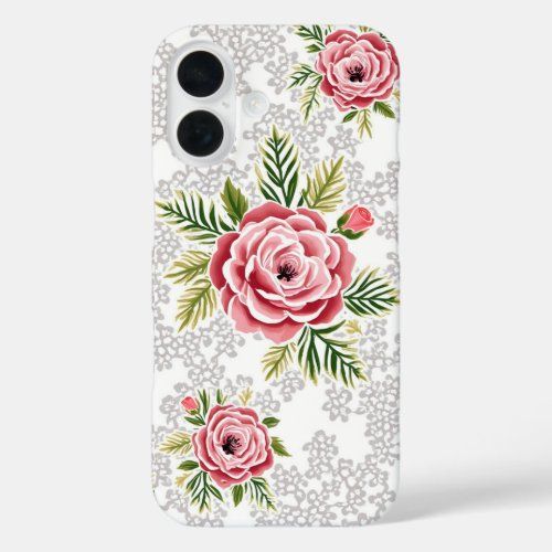 red flowers on lacy background