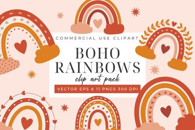 Boho Rainbows Clip Art Styled Preview-01.jpg