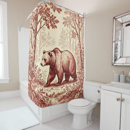 Bear in the Forest shower curtain