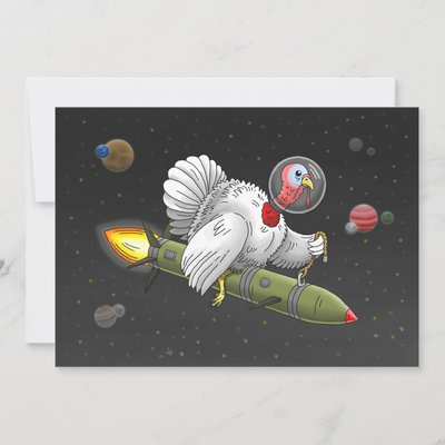 Zazzle Thanksgiving Rocket Turkey Holiday Card (Front).png