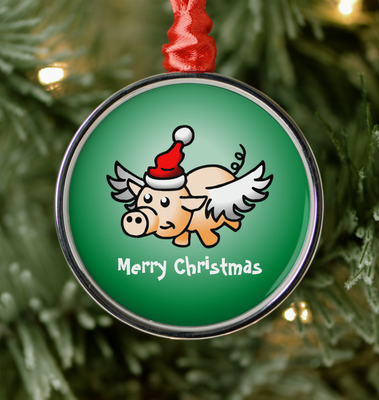 Zazzle Flying Pig Christmas Metal Ornament (Tree).png
