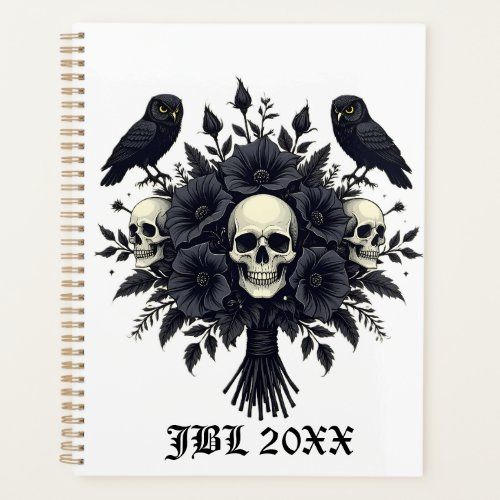 Goth Bouquet with 3 Skulls planner