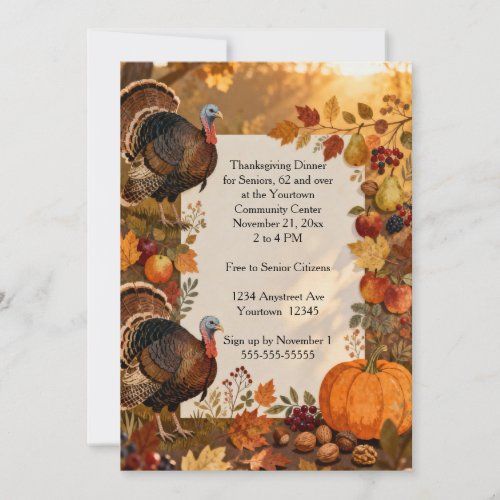 Autumn Fruits with Turkeys invitation