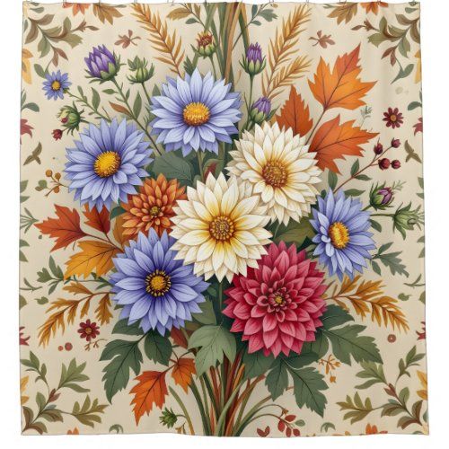 Autumn Bouquet of Asters and Dahlia shower curtain