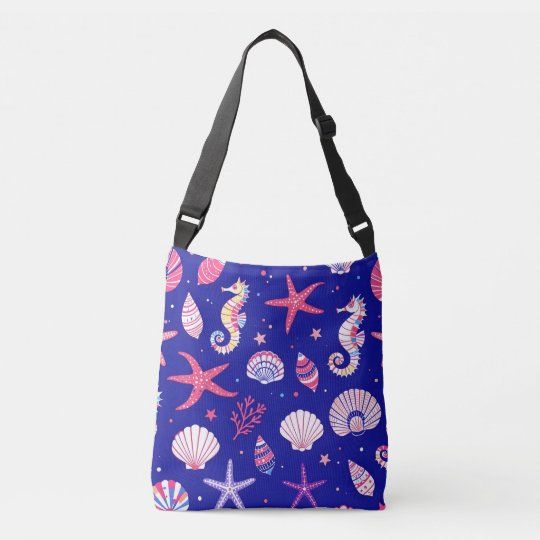 Seashells Sea Horses and Sea Stars cross body bag
