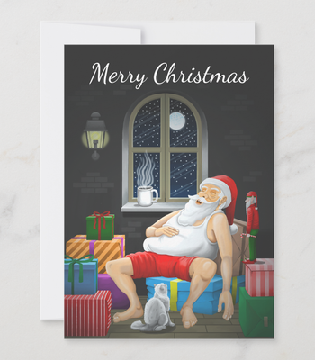 Zazzle Santa Claus Coffee Time Holiday Card (Front)(1).png
