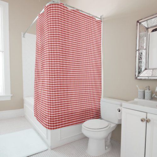 Red Gingham shower curtain