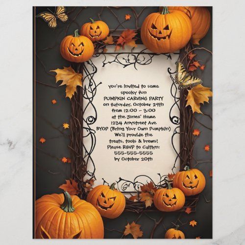 Jack O'Lanterns and Butterflies halloween invitation
