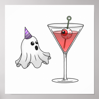 Zazzle Pretty Ghost and Creepy Halloween Cocktail Poster (Front).png