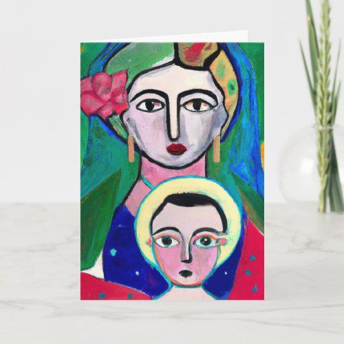 Primitive Folk Art Madonna holiday card