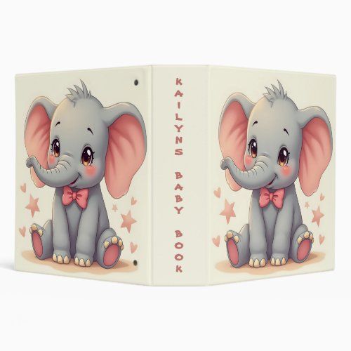 Cute Baby Elephant Pink Bow
